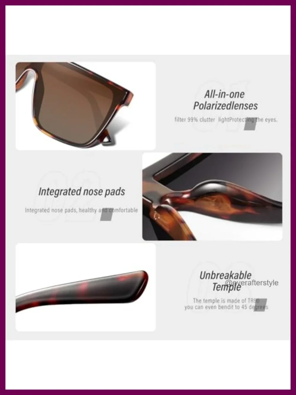 Vintage Oversized Square Sunglasses Women Large Frame UV Protection Goggle Lens